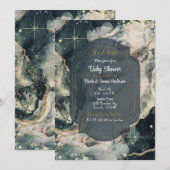 Blauwgroen groene kosmische Waterverf Gold Celesti Kaart (Voorkant / Achterkant)
