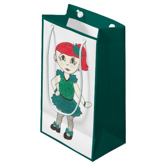 Blauwgroen groene krap voor meisjes Overweging kos Klein Cadeauzakje (Voorkant Gekanteld)