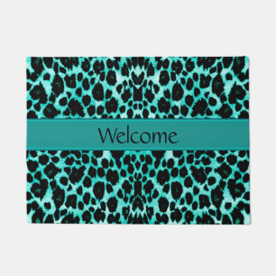 Blauwgroen groene leopard Lover's welkomstdeur Deurmat