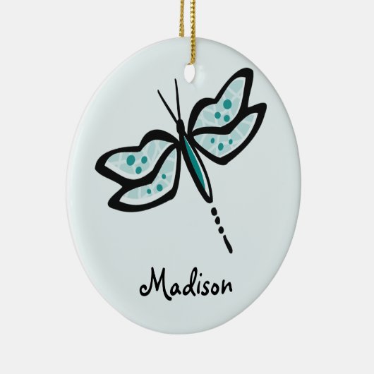 Blauwgroen groene libel keramisch ornament (Rechts)