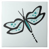 Blauwgroen groene libel tegeltje (Voorkant)