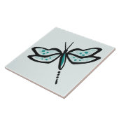 Blauwgroen groene libel tegeltje (Zijkant)