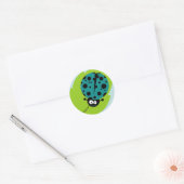 Blauwgroen groene lieveheersbeestje ronde sticker (Envelop)