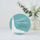 Blauwgroen-groene linnen en witte lace weddenschap kaart (Staand voorkant)