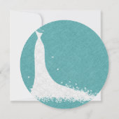 Blauwgroen-groene linnen en witte lace weddenschap kaart (Achterkant)