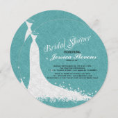 Blauwgroen-groene linnen en witte lace weddenschap kaart (Voorkant / Achterkant)