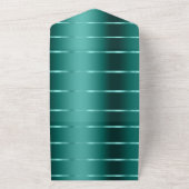 Blauwgroen groene lint bruiloft all in one uitnodiging (Buitenkant)