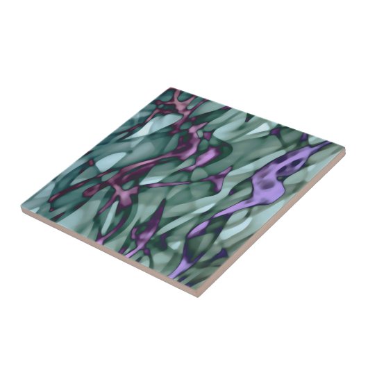 Blauwgroen groene magenta Paars roze Abstracte kun Tegeltje (Zijkant)