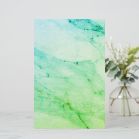 Blauwgroen groene marmer, abstract waterverf patro briefpapier (Staand voorkant)