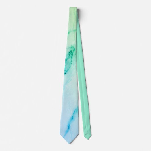 Blauwgroen groene marmer, abstract waterverf patro stropdas (Voorkant)