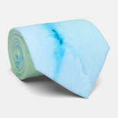 Blauwgroen groene marmer, abstract waterverf patro stropdas (Opgerold)