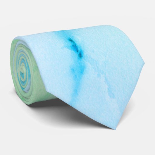 Blauwgroen groene marmer, abstract waterverf patro stropdas (Opgerold)