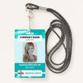 Blauwgroen Groene Marmer Foto Barcode Logo Medisch Badge (Voorkant met draagriem)