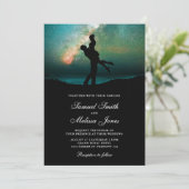 Blauwgroen groene melkweg Romantic Couple Wedding Kaart (Staand voorkant)