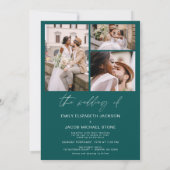 Blauwgroen groene minimalistische elegante foto br kaart (Achterkant)