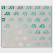 Blauwgroen Groene Mint Gray Princess Elephant New  Cadeaupapier (Vlak)