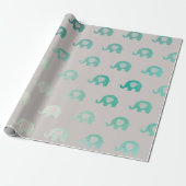 Blauwgroen Groene Mint Gray Princess Elephant New  Cadeaupapier (Uitgerold)