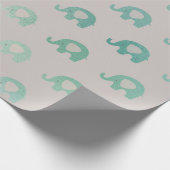 Blauwgroen Groene Mint Gray Princess Elephant New  Cadeaupapier (Hoek)