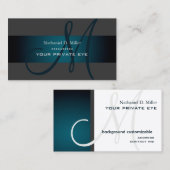 Blauwgroen groene monogram/dij achtergrondkleur visitekaartje (Voorkant / Achterkant)