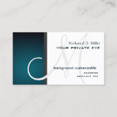 Blauwgroen groene monogram/dij achtergrondkleur visitekaartje (Achterkant)