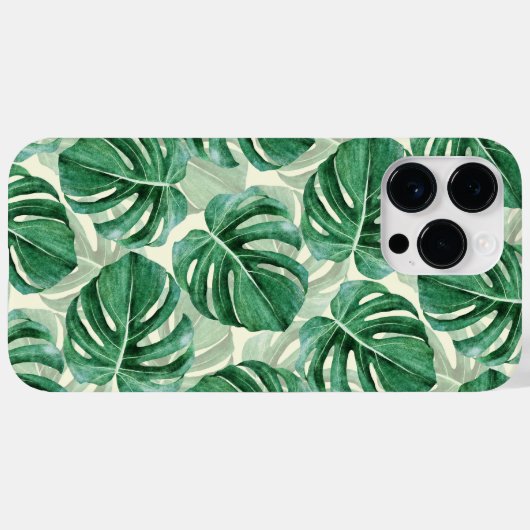 Blauwgroen groene Monstera bladeren Case-Mate iPhone Case (Achterkant (horizontaal))