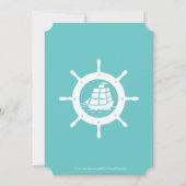 Blauwgroen-groene Nautical Boat Wheel Birthday Par Kaart (Achterkant)