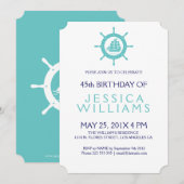 Blauwgroen-groene Nautical Boat Wheel Birthday Par Kaart (Voorkant / Achterkant)