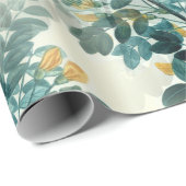  Blauwgroen groene olievlek laat een elegant patro Cadeaupapier (Rol Hoek)