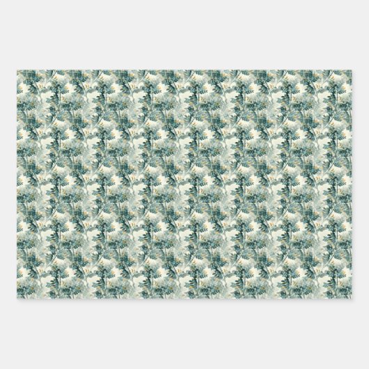 Blauwgroen groene olievlek laat een elegant patro Inpakpapier Vel (Voorkant 3)