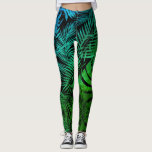 Blauwgroen groene ombre tropische palmbladpatten m leggings<br><div class="desc">Wees een trendsetter in deze super verbluffende grafische leggings van een turquoise, blauwgroen blauw en groene ombre tropische palmboombladenpatroon op een zwarte achtergrond. Sporten, boodschappen doen, of gewoon rondhangen in deze super verbluffende leggings die zeker zijn om een mode statement te maken, waar je ook gaat. Voeg een stevige zwarte...</div>