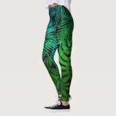 Blauwgroen groene ombre tropische palmbladpatten m leggings (Links)