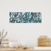 Blauwgroen groene Oranje gouden rode Abstracte kun Poster (Keuken)