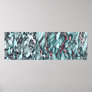 Blauwgroen groene Oranje gouden rode Abstracte kun Poster