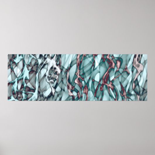 Blauwgroen groene Oranje gouden rode Abstracte kun Poster (Voorkant)