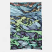 Blauwgroen groene Oranje gouden rode Abstracte kun Theedoek (Verticaal)