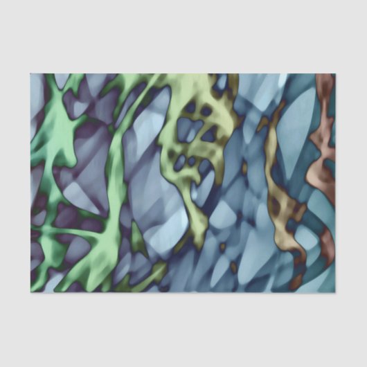 Blauwgroen groene Oranje gouden rode Abstracte kun Tissuepapier (Voorkant)