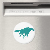 Blauwgroen groene paardenrennen magneet (Insitu (Vaatwasser))