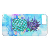 Blauwgroen-Groene & Paarse Posterized Ananas Case-Mate iPhone Case (Achterkant (Horizontaal))