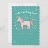 Blauwgroen Groene Pastel Rainbow Unicorn Birthday  Kaart (Voorkant)