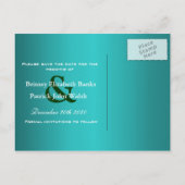 Blauwgroen & groene pauw bruiloft Save the Dates Aankondigingskaart (Achterkant)