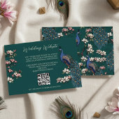 Blauwgroen Groene Pauw Tuin Website QR Code Informatiekaartje