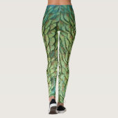 Blauwgroen groene pauwenveer zeemeermin schalen Le Leggings (Achterkant)