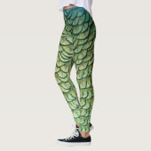Blauwgroen groene pauwenveer zeemeermin schalen Le Leggings (Links)