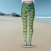 Blauwgroen groene pauwenveer zeemeermin schalen Le Leggings