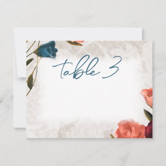 Blauwgroen Groene Perzik Rozen Trouwtafel Nummer K Notitiekaartje (Voorkant)