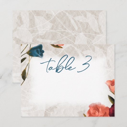 Blauwgroen Groene Perzik Rozen Trouwtafel Nummer K Notitiekaartje (Voorkant / Achterkant)