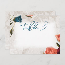 Blauwgroen Groene Perzik Rozen Trouwtafel Nummer K Notitiekaartje