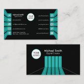 Blauwgroen groene pictogrammen voor sociale media visitekaartje (Voorkant / Achterkant)