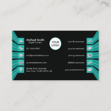 Blauwgroen groene pictogrammen voor sociale media 