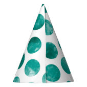 Blauwgroen Groene Polka Dots Pattern Waterverf Abs Feesthoedjes (Achterkant)